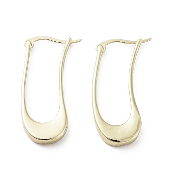 Twist Oval Brass Hoop Earrings, Long-Lasting Plated, Golden, 35.5x14mm