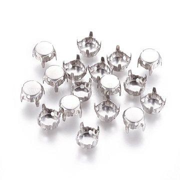 316 Surgical Stainless Steel Rhinestone Claw Settings, Prong Settings, Round, Stainless Steel Color, 6x5mm, Hole: 0.8mm, Inner: 5.5mm(X-STAS-I118-04P)