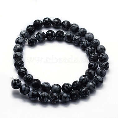 Chapelets de perles de flocon de neige en obsidienne naturelle(G-I199-36-8mm)-2