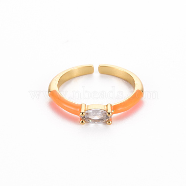 Dark Orange Brass+Cubic Zirconia Finger Rings