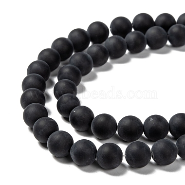 Grade A Natural Black Agate Beads Strands(G447-4)-3