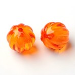 Autumn Theme Transparent Acrylic Beads, Bead in Bead, Round, Pumpkin, Orange Red, 22mm, Hole: 3mm, about 100pcs/500g(TACR-S089-22mm-11)
