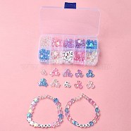 DIY Bracelet Making Kits, Including Acrylic Beads, Elastic Thread, Heart & Letter & Star & Round, Mixed Color, Beads: 6~10x3~4mm, Hole: 1~1.5mm, 300pcs/set(DIY-YW0007-82)