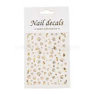 PET Christmas Laser Nail Art  Sticker, Self-adhesive, 3D Design, For Nail Tips Decorations, Mixed Christmas Theme Pattern, Gold, 10.4x8x0.02cm(MRMJ-B003-03G)