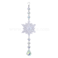 Acrylic Christmas Snowflake Glass Octagonal Pendants, Christmas Decoration, Clear, 290mm(PW-WG10BC4-01)