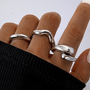 3Pcs Alloy Finger Rings Sets, Platinum, Inner Diameter: 17~18mm(WG7802C-12)