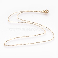 304 Stainless Steel Cable Chain Necklaces, with Lobster Claw Clasps, Golden, 16.9 inch(43cm), 1mm(NJEW-G313-23G-A)