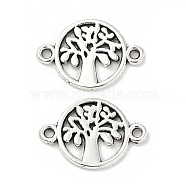 Tibetan Style Alloy Tree of Life Connector Charms, Antique Silver, 12.5x18x1mm, Hole: 1.4mm(TIBE-S324-17AS)