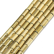 Electroplate Non-magnetic Synthetic Hematite Beads Strands, Column, Real 18K Gold Plated, 5x3mm, Hole: 0.9mm, about 77~78pcs/strand, 15.75 inch(40cm)(G-S352-71B-01)