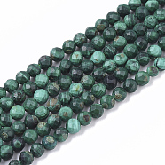 Natural Malachite Beads Strands, Faceted, Round, 3mm, Hole: 0.4mm, about 133pcs/strand, 15.16 inch(38.5cm)(G-S361-3mm-001)