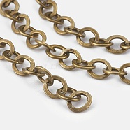 Iron Cable Chains, Unwelded, with Spool, Flat Oval, Antique Bronze, 8x7x1mm, about 328.08 Feet(100m)/roll(CH-R015-8x7mm-AB-NF)