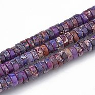 Synthetic Imperial Jasper Beads Strands, Heishi Beads, Flat Round/Disc, Purple, 4~5x2~2.5mm, Hole: 0.5mm, about 173pcs/strand, 15.5 inch.(X-G-T103-18G)