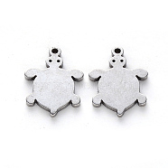 304 Stainless Steel Charms, Laser Cut, Tortoise, Stainless Steel Color, 14x10.5x1mm, Hole: 1mm(X-STAS-N092-76)