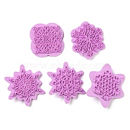 Plastic Cookie Cutters, Baking Tools, Snowflake, Violet, 53~68.5x53~60x15mm, Inner Diameter: 44~54.5x41.5~53mm, 5pcs/set(DIY-K061-05)