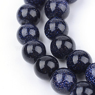 Synthetic Blue Goldstone Beads Strands, Round, 10~10.5mm, Hole: 1.2mm, about 36pcs/strand, 15.5 inch(G-Q462-10mm-28)