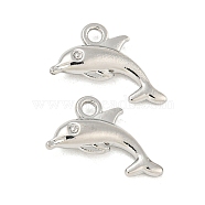 Rack Plating Alloy Pendants, Dolphin Charms, Platinum, 9.5x17x3.5mm, Hole: 1.8mm(FIND-M022-08P)