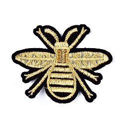 Bee Shape Computerized Embroidery Cloth Iron on/Sew on Patches, Costume Accessories, Appliques, Light Khaki, 63x51x1.5mm(DIY-M006-05)