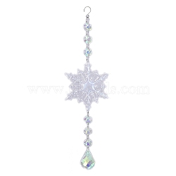 Acrylic Christmas Snowflake Glass Octagonal Pendants, Christmas Decoration, Clear, 290mm(PW-WG10BC4-01)