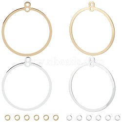 32Pcs Brass Pendants, Long-Lasting Plated, Ring, 12Pcs Rack Plating Brass Jump Ring, Golden & Silver, Pendants: 28x25x1mm, Hole: 1.4mm, 32pcs/box(KK-CN0002-13)