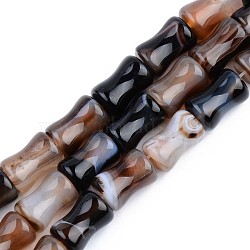 Natural Banded Agate/Striped Agate Beads Strands, Dyed & Heated, Bamboo Joint Shaped, 12x8mm, Hole: 1.2mm, about 33pcs/strand, 15.55 inch(39.5cm)(G-S359-120)