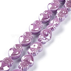 Smooth Handmade Porcelain Beads, Octopus Shape, Orchid, 15.7x10.3x6.2mm, Hole: 1.2mm, about 24pcs/Strand, 14.57''(37cm)(PORC-M003-09K)