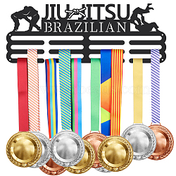 Fashion Iron Medal Hanger Holder Display Wall Rack, 3 Line, with Screws, Word Brazillian Jiu-Jitsu, Sports Themed Pattern, 150x400mm(ODIS-WH0021-217)