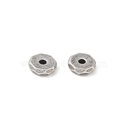 Brass Beads, Facted, Flat Round, Rack Plating, Long-Lasting Plated, Lead Free & Cadmium Free, Antique Silver, 5.5x1.5mm, Hole: 1.2mm(KK-CBADC51-06AS)