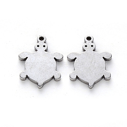 304 Stainless Steel Charms, Laser Cut, Tortoise, Stainless Steel Color, 14x10.5x1mm, Hole: 1mm(X-STAS-N092-76)