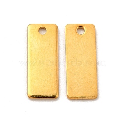201 Stainless Steel Charms, Rectangle Charm, Real 18K Gold Plated, 13x5x0.5mm, Hole: 1.2mm(STAS-P320-24G)