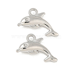 Rack Plating Alloy Pendants, Dolphin Charms, Platinum, 9.5x17x3.5mm, Hole: 1.8mm(FIND-M022-08P)