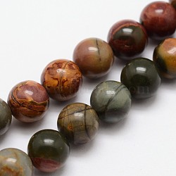 Natural Polychrome Jasper/Picasso Stone/Picasso Jasper Bead Strands, Round, 6mm, Hole: 1mm, about 64pcs/strand, 15.4 inch(G-O155-02A-6mm)