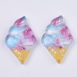 Resin Cabochons, with Glitter Powder, Ice Cream, Colorful, 34.5x21.5x7mm(CRES-T019-08)