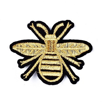 Bee Shape Computerized Embroidery Cloth Iron on/Sew on Patches, Costume Accessories, Appliques, Light Khaki, 63x51x1.5mm
