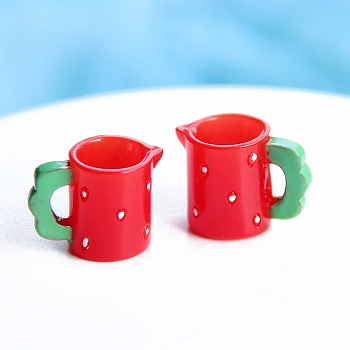 Resin Tea Set Miniature Ornaments, Micro Landscape Home Dollhouse Accessories, Pretending Prop Decorations, Mug, Red, 20x16mm