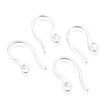 304 Stainless Steel Earring Hooks, with Horizontal Loop, Silver, 22x11.5x1mm, Hole: 3x2mm, 21 Gauge, Pin: 0.7~1mm