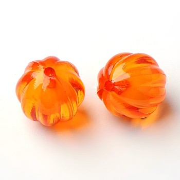 Autumn Theme Transparent Acrylic Beads, Bead in Bead, Round, Pumpkin, Orange Red, 22mm, Hole: 3mm, about 140pcs/500g