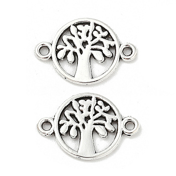 Tibetan Style Alloy Tree of Life Connector Charms, Antique Silver, 12.5x18x1mm, Hole: 1.4mm