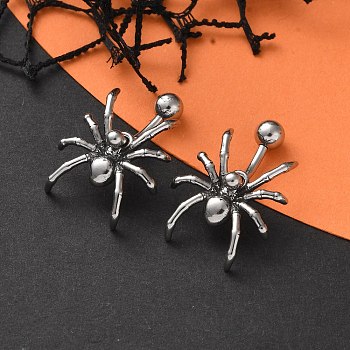 Spider 316 Surgical Stainless Steel Dangle Belly Button Rings, Piercing Navel Rings, Barbell Body Jewelry for Women, Antique Silver, 26.5x18.5mm