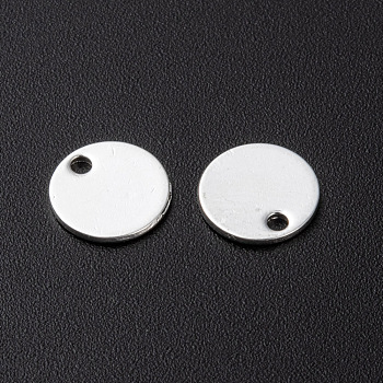 304 Stainless Steel Charms, Stamping Blank Tag, Flat Round, Silver, 10x0.8mm, Hole: 1.2mm