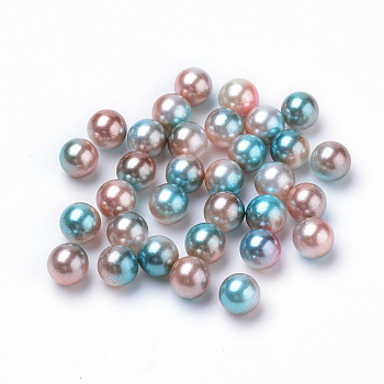 Rainbow Acrylic Imitation Pearl Beads, Gradient Mermaid Pearl Beads, No Hole, Round, Camel, 6mm, about 5000pcs/bag