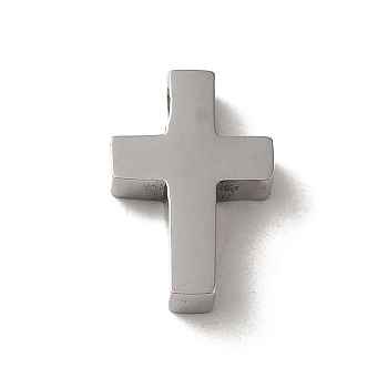 304 Stainless Steel Charms, Cross Charm, Stainless Steel Color, 12.5x8.5x3.5mm, Hole: 2.4mm