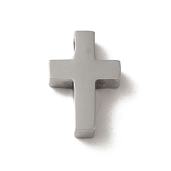 Non-Tarnish 304 Stainless Steel Charms, Cross Charm, Stainless Steel Color, 12.5x8.5x3.5mm, Hole: 2.4mm