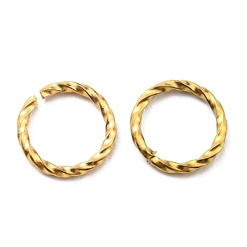304 Stainless Steel Jump Rings, Open Jump Rings, Twisted, Round Ring, Real 18K Gold Plated, 18 Gauge, 10x1mm, Inner Diameter: 7.5mm