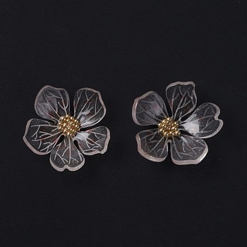 Transparent Resin Cabochons, Flower, Clear, 20.5x20.5x7mm