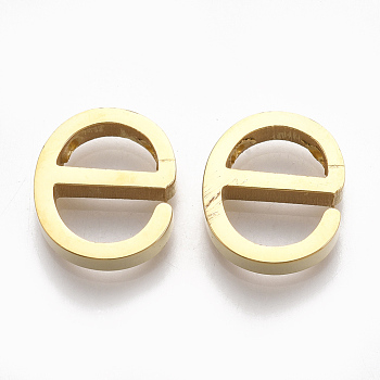 304 Stainless Steel Pendants, Golden, Letter, Letter.E, 12x11x3mm, Hole: 1.8mm