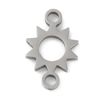 Non-Tarnish 304 Stainless Steel Connector Charms, Hollow Sun Links, Stainless Steel Color, 16x10x1.2mm, Hole: 2mm