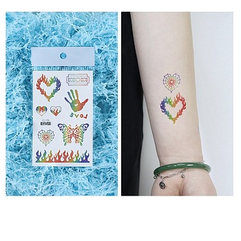 Pride Rainbow Flag Removable Temporary Tattoos Paper Stickers, Butterfly, 12x7.5cm