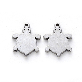 304 Stainless Steel Charms, Laser Cut, Tortoise, Stainless Steel Color, 14x10.5x1mm, Hole: 1mm