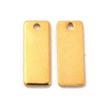 201 Stainless Steel Charms, Rectangle Charm, Real 18K Gold Plated, 13x5x0.5mm, Hole: 1.2mm