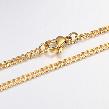 Unisex Casual Style 304 Stainless Steel Twisted Chain Necklaces, with Lobster Claw Clasps, Faceted, Golden, 23.6 inch(59.9cm)